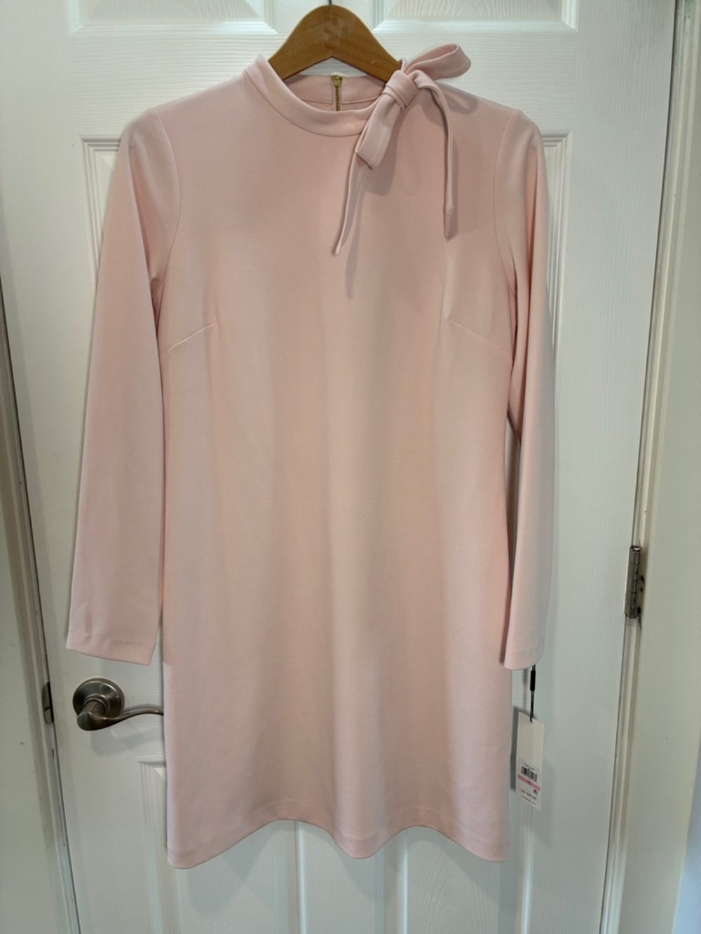 Calvin Klein Light Pink Long Sleeve Bow-Accent Dress